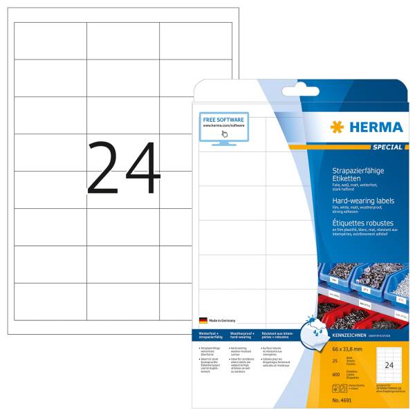 HERMA Folienetiketten 66x33,8 ws 4691