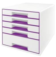 LEITZ Schubladenbox WOW CUBE violett metallic 5214-20-62 5 Schubladen