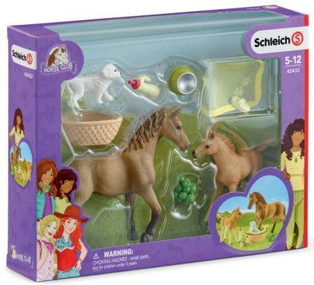 SCHLEICH Spielzeugfigur Sarahs Tierbaby-Pflege 42432