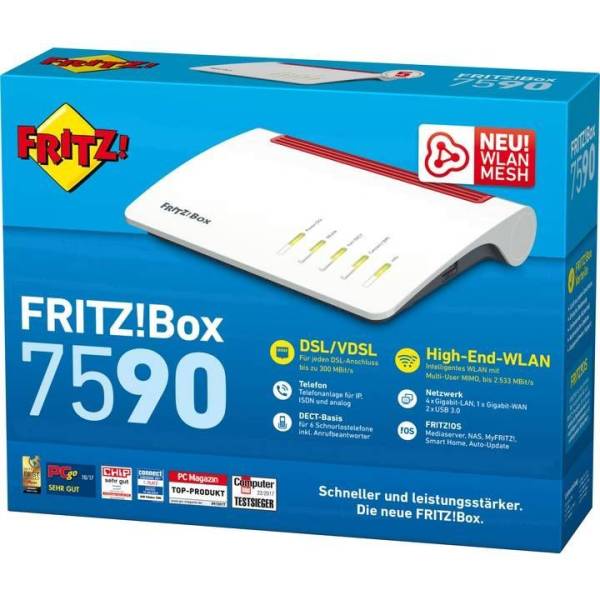 FRITZ WLAN Router Box 7590 weiß/rot 20002784
