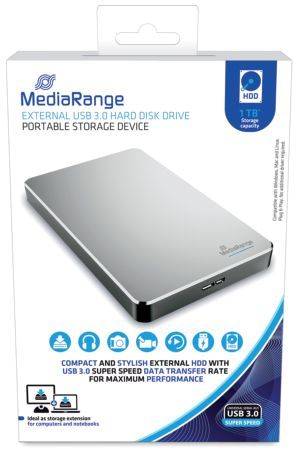 MEDIARANGE Festplatte extern 1TB silber MR996