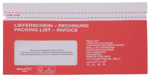 Dokumententasche C5/6 weiß/rot 500 St. OCUFIX 2FHDP340212 Papier