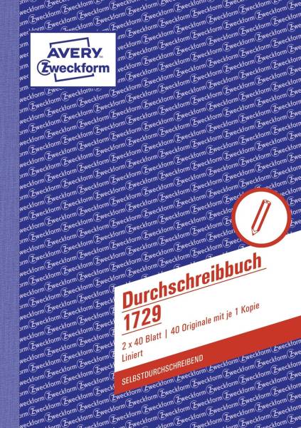 AVERY ZWECKFORM Durchschreibebuch A5/2x40BL SD 1729