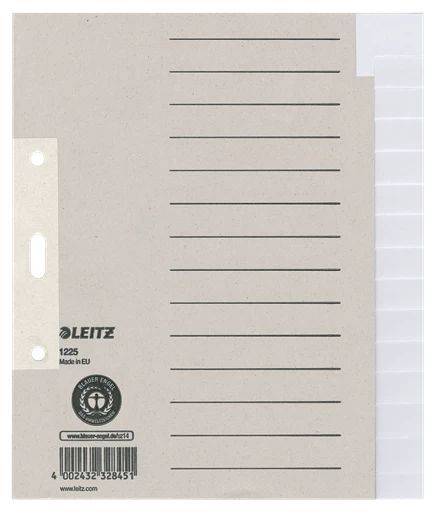 LEITZ Register A5 hoch blanko grau 12250085 Papier 15tlg.
