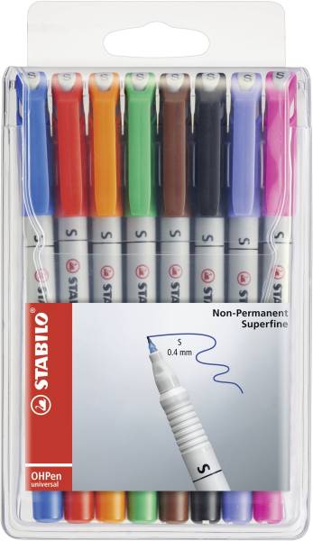 STABILO Folienstift OHPen S Etui 8 Farben 851/8 wasserlöslich