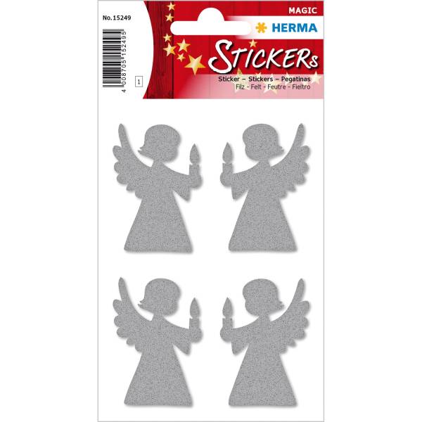 HERMA Weihn. Sticker Magic Engel silber 15249 Filz 4 Stück