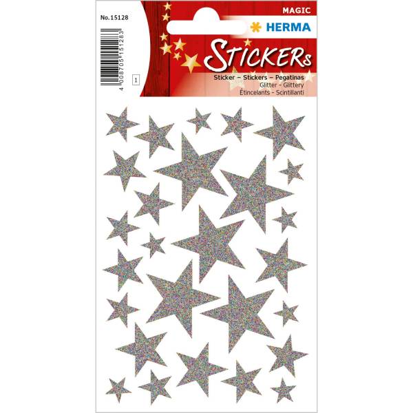 HERMA Weihn. Sticker Magic Sterne silber 15128 Glitter