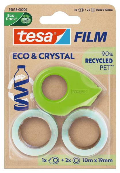 TESA Handabroller +2RL PET ECO & CRYSTAL kl 59038-00000-00 19mm x10m Mini