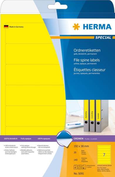 HERMA Universaletiketten 192x38 ge 5091 f OrdnerBB