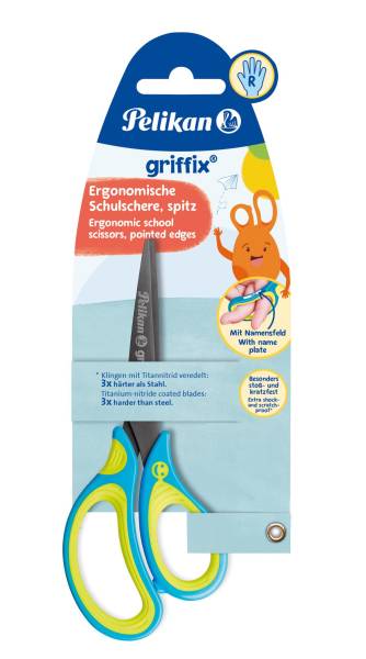 PELIKAN Schulschere Griffix rechts 15cm blau 810241 SC1BRS spitz