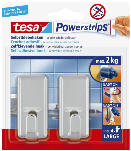 TESA Klebehaken Power Strips chrom 58051-00010-01 Large Classic