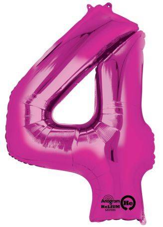 Folienballon Zahl 4 rosa 907283 86cm