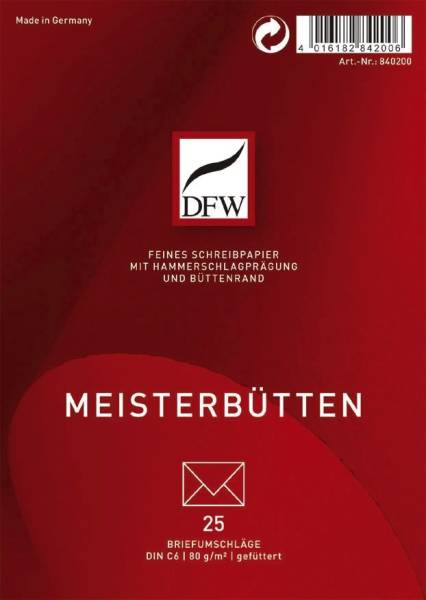 DFW Briefumschlag C6 Meisterbütten DRESDNER 840200 25ST