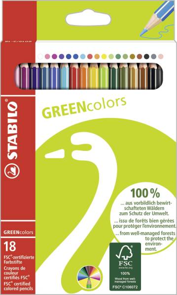 STABILO Farbstiftetui Greencolors 18St 6019/2-181