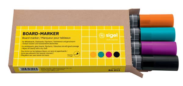 SIGEL Boardmarker Rundspitze 4ST farbigsortier BA011 2-3mm