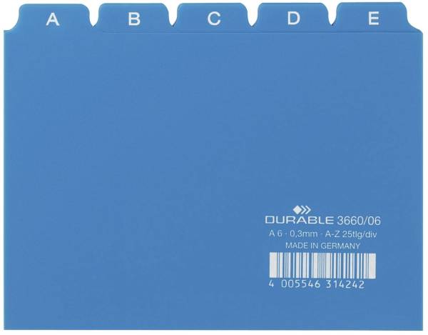 DURABLE Leitregister A-Z A6 blau 3660 06