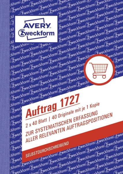 AVERY ZWECKFORM Auftragsbuch A6/2x40BL SD 1727
