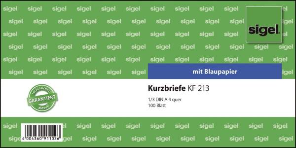 SIGEL Kurzbrief A4 quer 100BL KF213 1/3 A4q