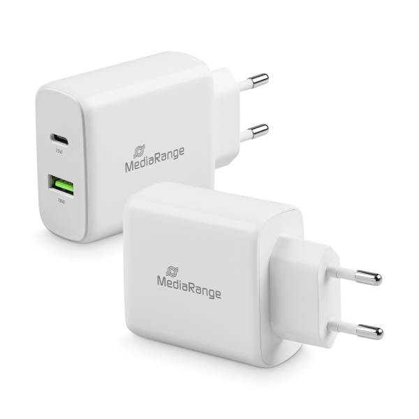 MEDIARANGE Ladegerät Steckdose USB-A/USB-C weiß MRMA113 43 Watt