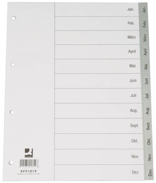 Q-CONNECT Register Plastik A4 JAN-DEZ KF01819