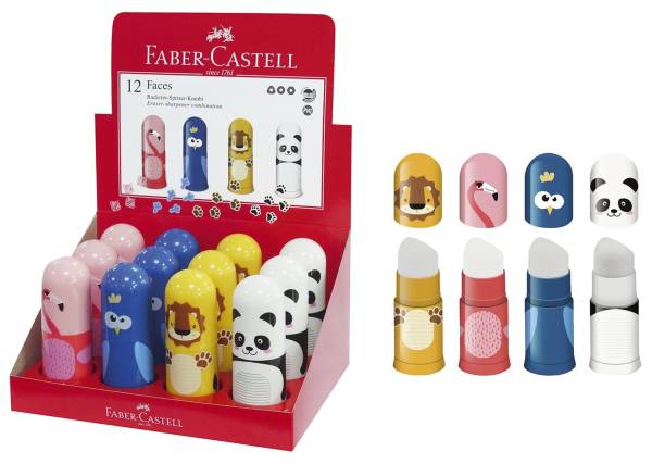 FABER CASTELL Dosenspitzer Radierer Faces sortiert 583513 i.Display