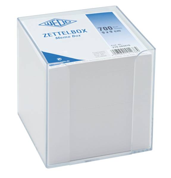 WEDO Zettelbox 9,5x9,5cm gefüllt glasklar 270265016 700BL