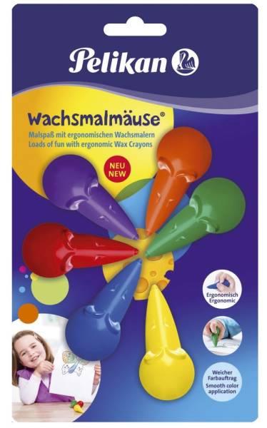 PELIKAN Wachsmalmaus 6ST-501/6/B sortiert 100435920 803328 Blister